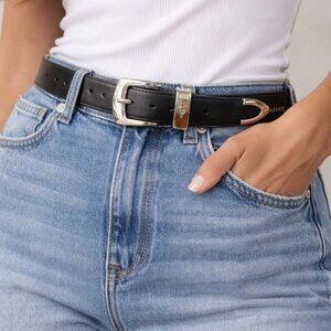 Brighton Black Leather Western Belt Silver Hardware Studded Size 38